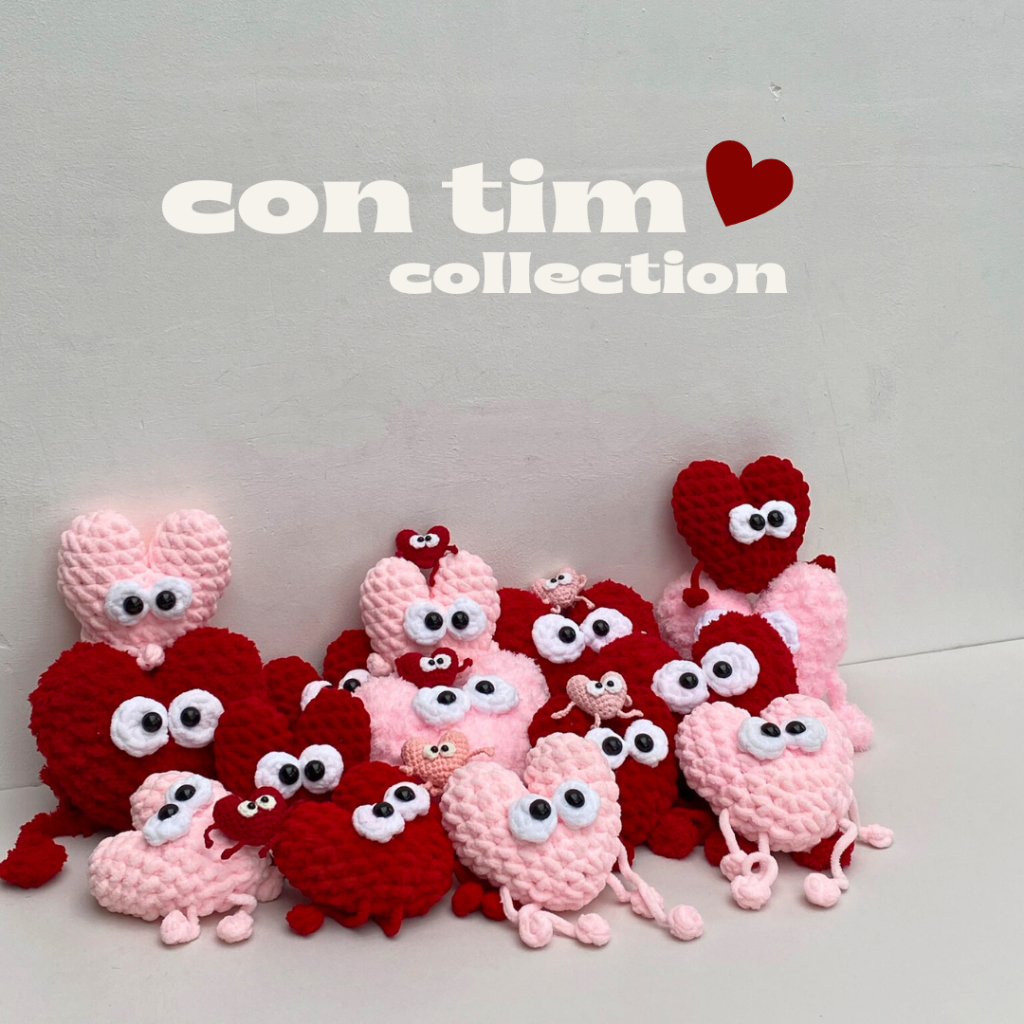 Trái tim len thủ công - quà tặng người yêu, quà tặng couple, keychain ...