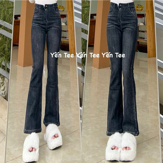 Quần jeans ống loe nữ màu khói mới Yến Tee Shop, ống loe nhẹ phong cách Hàn Quốc dễ phối đồ #10070