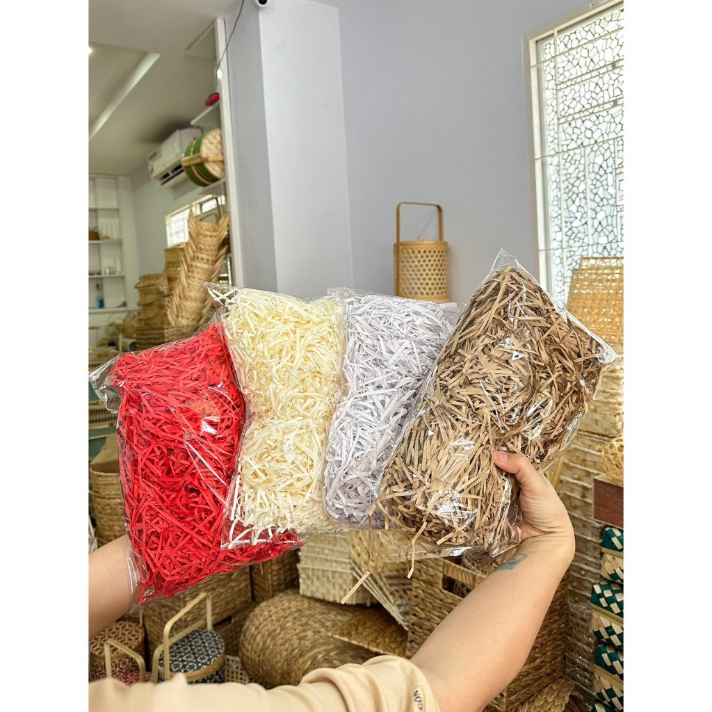 Giấy rơm gói quà tết [gói 30gr cho 1 hộp quà], giấy rơm đỏ, giấy rơm ...