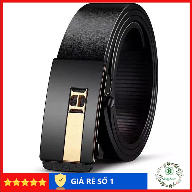 Thắt lưng nam da cao cấp, dây lưng nam mặt khóa tự động sang trọng màu đen TLĐ01
