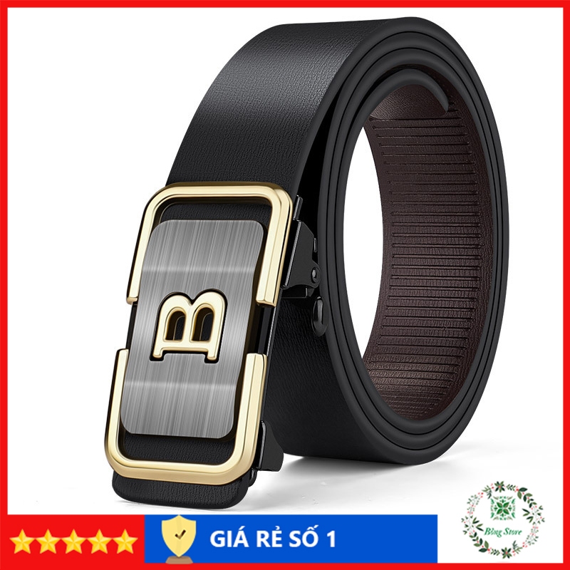 Thắt lưng nam da cao cấp, dây lưng nam mặt khóa tự động sang trọng màu đen TLĐ01