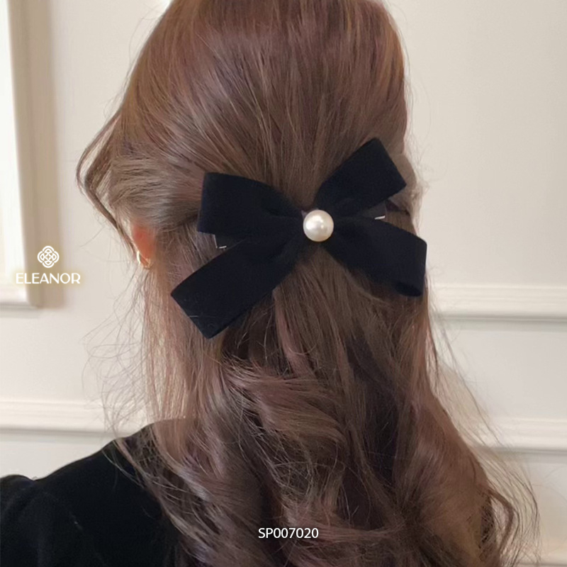 Kẹp tóc nữ Eleanor Accessories hình nơ ngọc trai nhân tạo kẹp tóc nơ tiểu thư phụ kiện tóc 7020