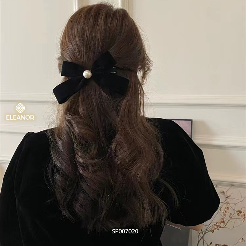 Kẹp tóc nữ Eleanor Accessories hình nơ ngọc trai nhân tạo kẹp tóc nơ tiểu thư phụ kiện tóc 7020