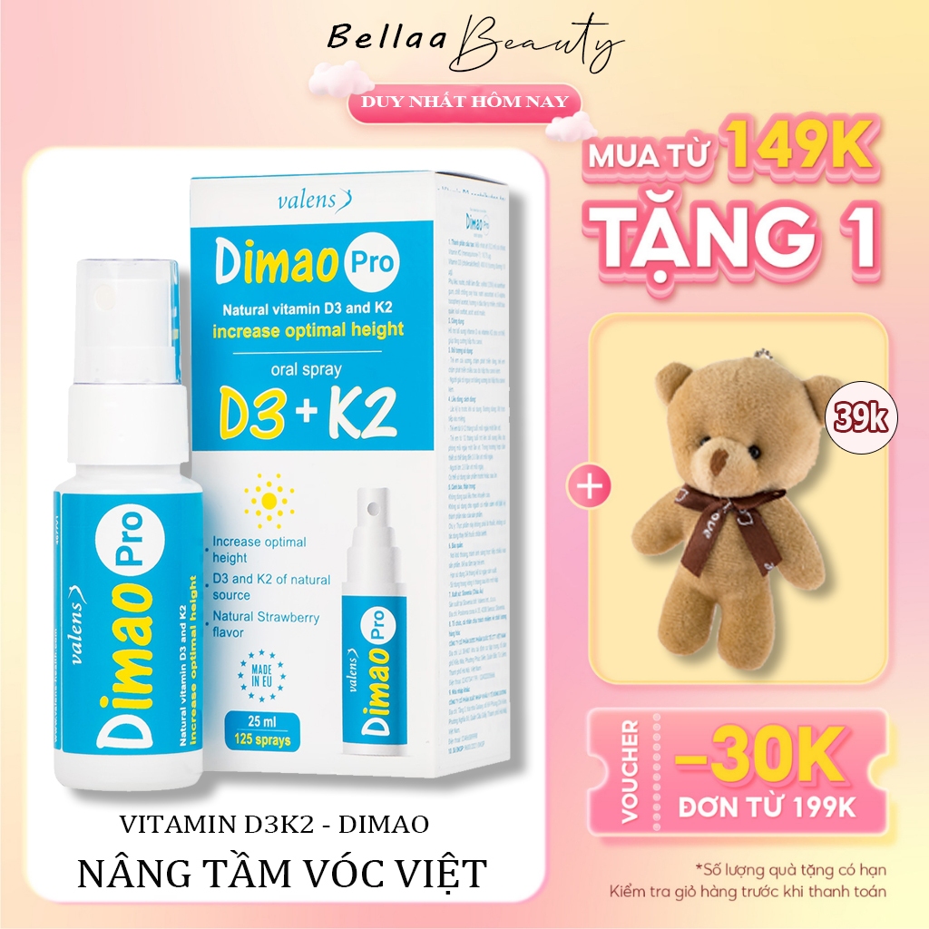 Dimao Pro D3k2 Bổ Sung Vitamin D3 K2 Mk7 Tăng Cường Hấp Thu Canxi Giúp