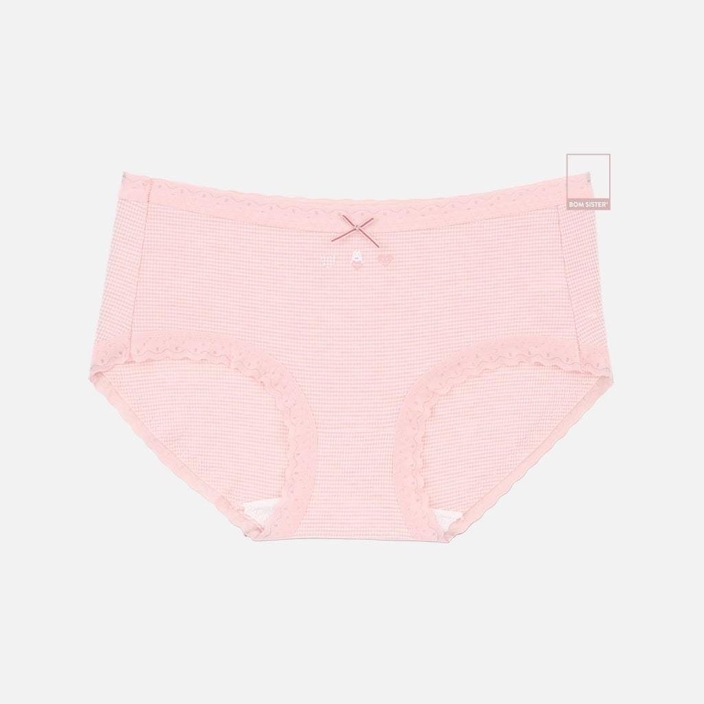 Ảnh Combo 3 quần lót nữ cotton caro mỏng viền ren đính nơ, tone màu pastel họa tiết dễ thương BOM SISTER Q61050 1