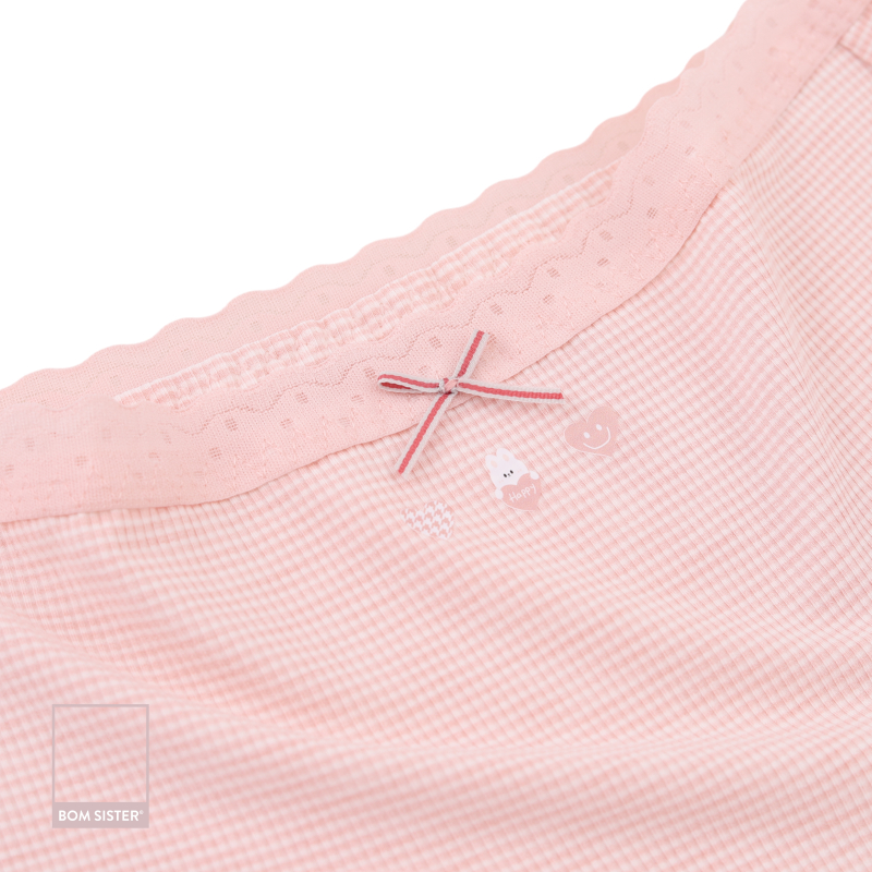 Ảnh Combo 3 quần lót nữ cotton caro mỏng viền ren đính nơ, tone màu pastel họa tiết dễ thương BOM SISTER Q61050 2