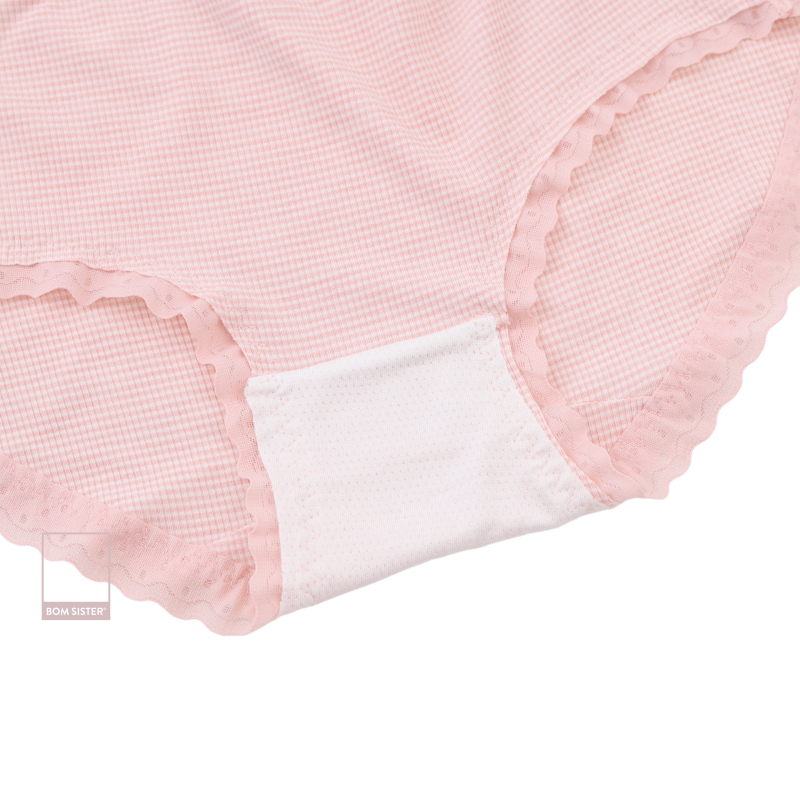 Ảnh Combo 3 quần lót nữ cotton caro mỏng viền ren đính nơ, tone màu pastel họa tiết dễ thương BOM SISTER Q61050 3
