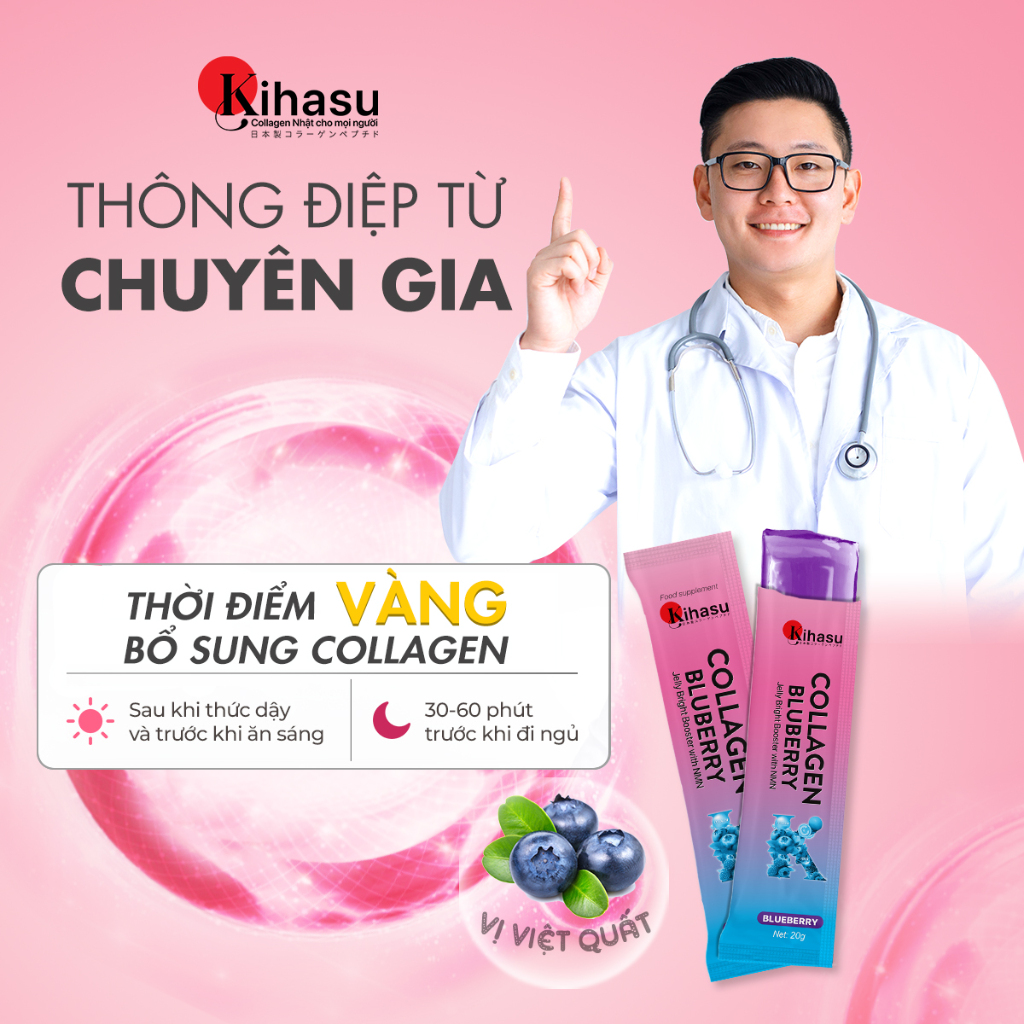 Ảnh Thạch Collagen Kihasu Vị Việt Quất Làm Đẹp Da Từ Bên Trong, Chống Lão Hóa, Tăng Cường Độ Ẩm, Hương Vị Thơm Ngon Dễ Dùng 3