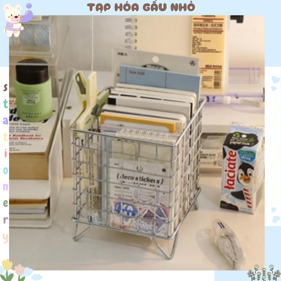 Giỏ sắt đựng đồ decor bàn học [Taphoagaunho] | Shopee Việt Nam