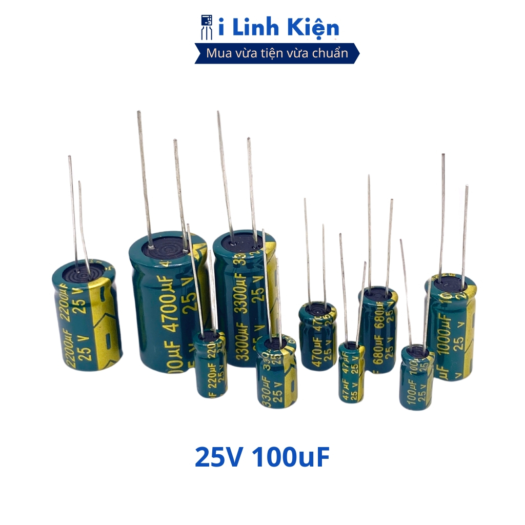 Tụ hóa 25V 100uF 6.3x11mm tần số cao chất lượng tốt ilinhkien