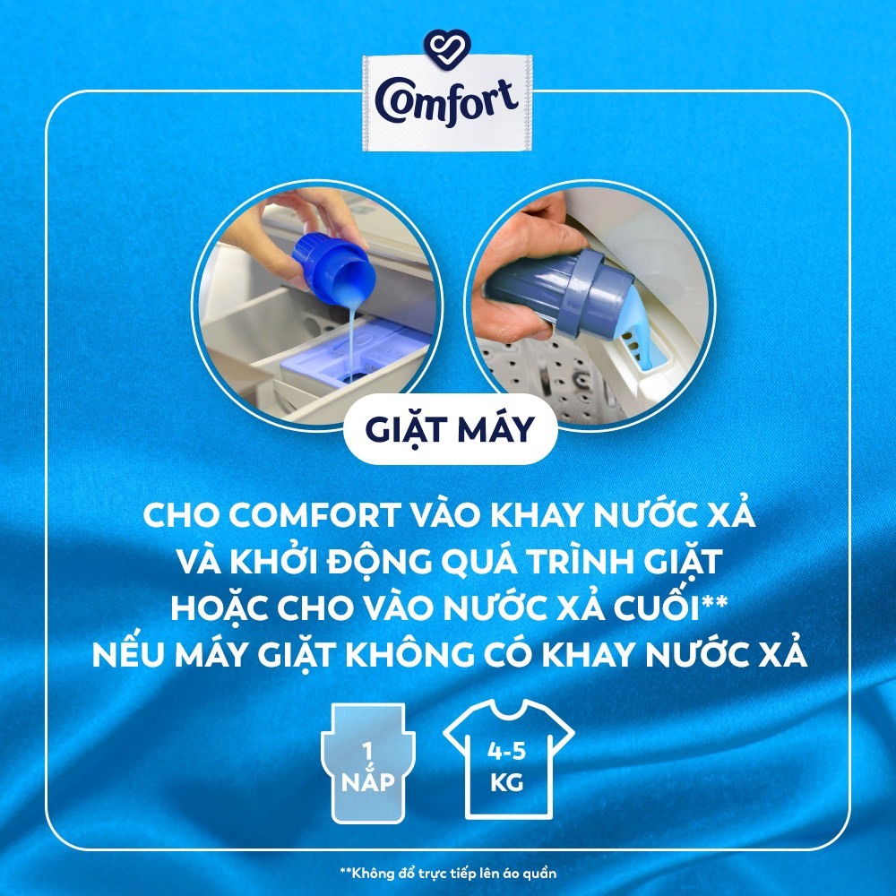 Nước xả vải Comfort 1 lần xả Hương Ban Mai - Hương Phấn Dịu Nhẹ túi 3.1L