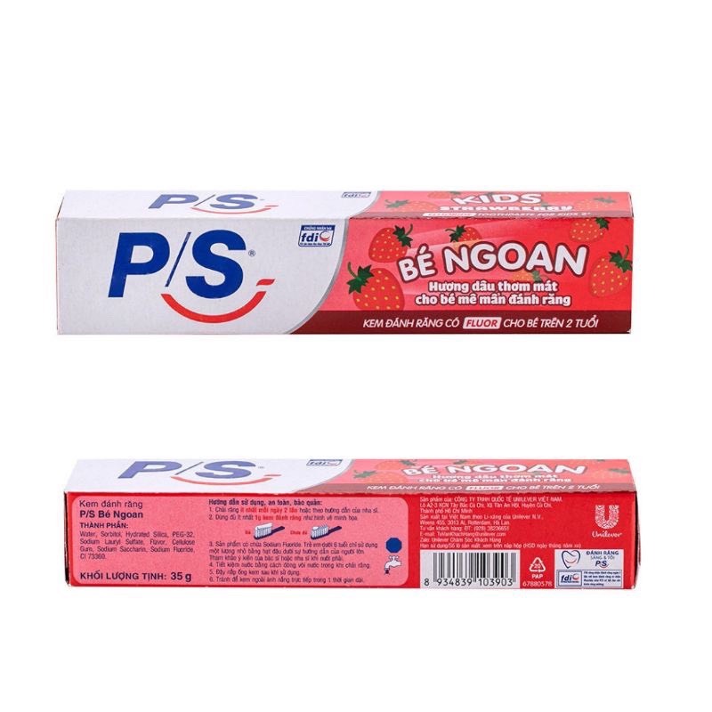 Kem đánh răng cho bé P/S Bé ngoan hương dâu 35g