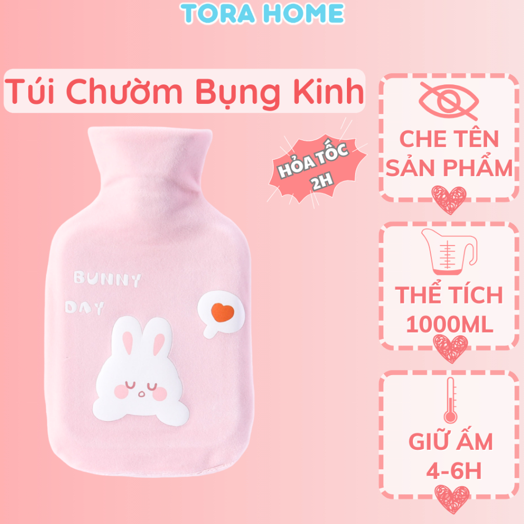 Túi Chườm Bụng Kinh 1000Ml 2 Lớp Bọc Vải Nhung Mềmịn Chườm Được Nóng Lạnh Đa Năng Tora Home - Hình Ảnh Thực Tế