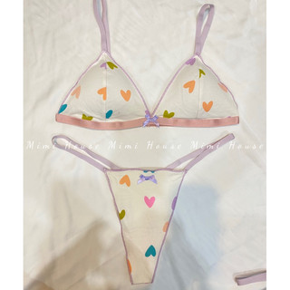 Set đồ lót cotton da cá hoạ tiết trái tim - Handmade by Mimi house