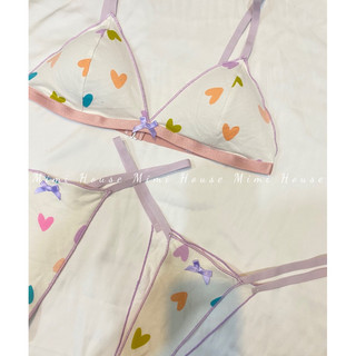 Set đồ lót cotton da cá hoạ tiết trái tim - Handmade by Mimi house