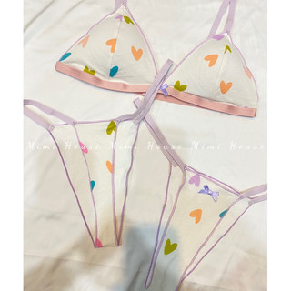 Set đồ lót cotton da cá hoạ tiết trái tim - Handmade by Mimi house