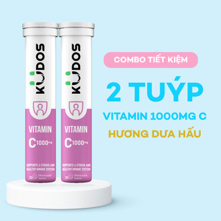 Combo 2 Tuýp TPBVSK Viên sủi KUDOS VITAMIN C hương dưa hấu, bổ sung 1000MG vitamin C cho cơ thể (20 viên/tuýp)