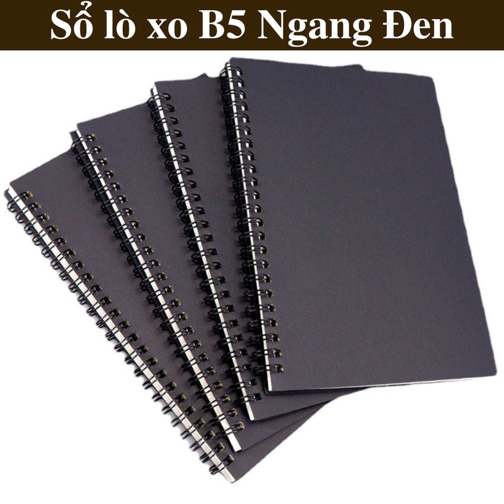 Sổ lò xo A5 B5 bìa Kraff nâu đen Giấy Kẻ Ngang, Caro làm sổ tay, sổ ghi ...