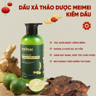 Dầu xả thảo dược Mei Mei kiềm dầu: sả, chanh, gừng, hà thủ ô 500ml