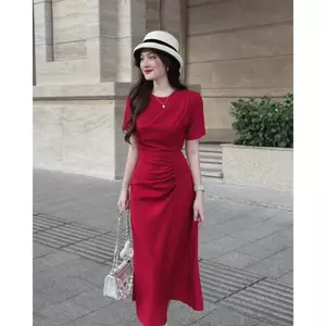 🧧 ĐẦM MIDI ĐỎ NHÚN EO 🔥 𝐇𝐨𝐚̉ 𝐓𝐨̂́𝐜🔥 𝐌𝐄𝐎𝐈𝐍𝐃𝐀𝐇𝐎𝐔𝐒𝐄