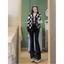 Quần jean ống loe cạp cao màu đen co dãn phong cách Hàn Quốc