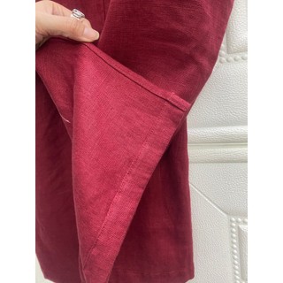 [JUNE LINEN] Đầm Linen tưng washed cho nữ kèm belt. Kết tay ngọc trai. #D04