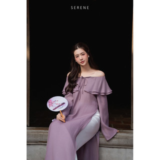 Áo dài THU NGUYỆT trên nền tơ Hàn cao cấp tiểu thư, nhẹ nhàng (chỉ có áo) by Serene
