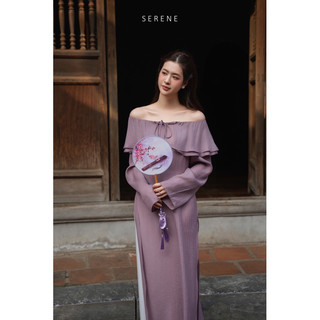 Áo dài THU NGUYỆT trên nền tơ Hàn cao cấp tiểu thư, nhẹ nhàng (chỉ có áo) by Serene