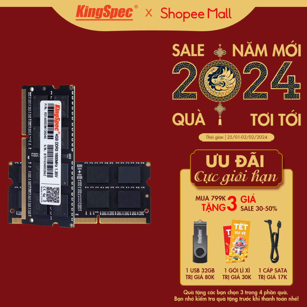 RAM Laptop KingSpec 4GB / 8GB DDR3 | D3N - Hàng Chính Hãng | Shopee ...