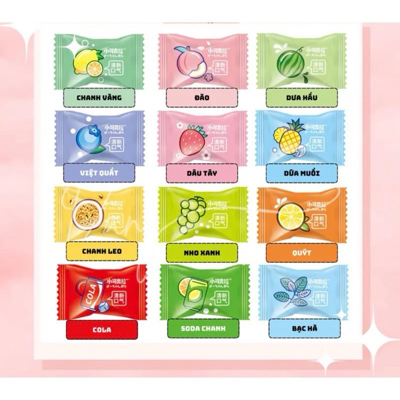 1kg kẹo ngậm trái cây 12 vị thơm ngon