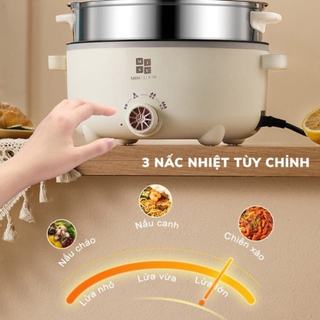 Nồi lẩu mini, lẩu điện đa năng 2 tầng ca nấu mì điện hấp Hàn Quốc