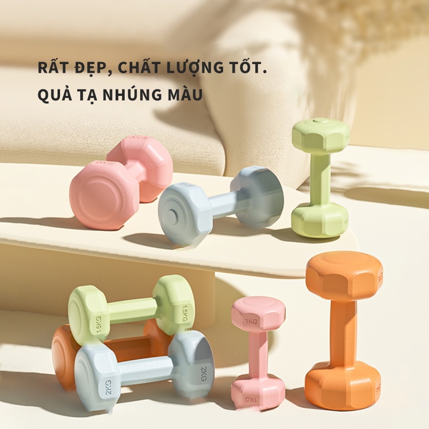 quả tạ PINMU 1KG 1.5KG 2KG 3KG Tay Nữ Chuyên Thể Dục bọc nhựa cao cấp chống xước chống vỡ sàn nhà