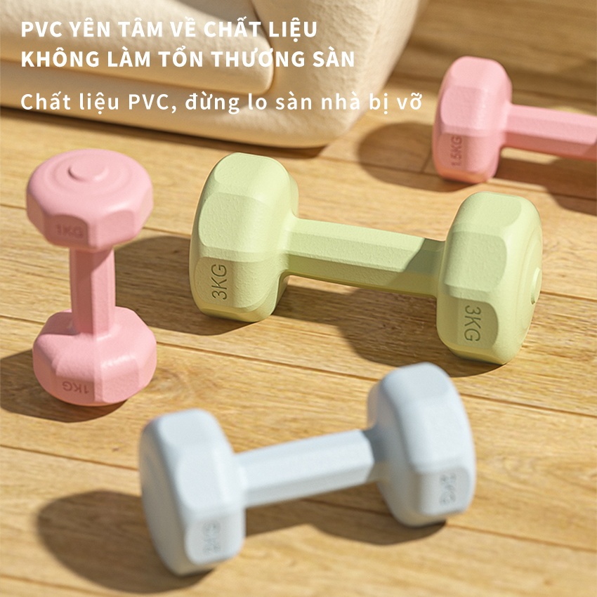 quả tạ PINMU 1KG 1.5KG 2KG 3KG Tay Nữ Chuyên Thể Dục bọc nhựa cao cấp chống xước chống vỡ sàn nhà
