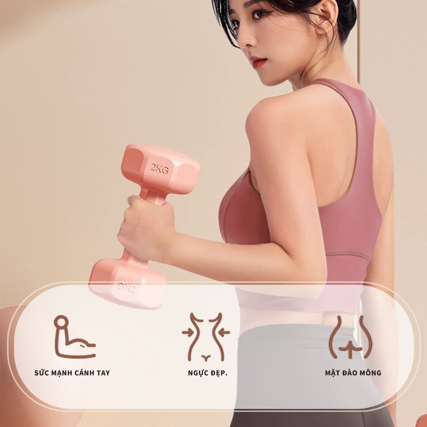 quả tạ PINMU 1KG 1.5KG 2KG 3KG Tay Nữ Chuyên Thể Dục bọc nhựa cao cấp chống xước chống vỡ sàn nhà