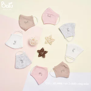 Set 2 cái Khẩu trang vải sơ sinh cho bé nhiều màu 3 lớp, tái sử dụng (giao ngẫu nhiên}