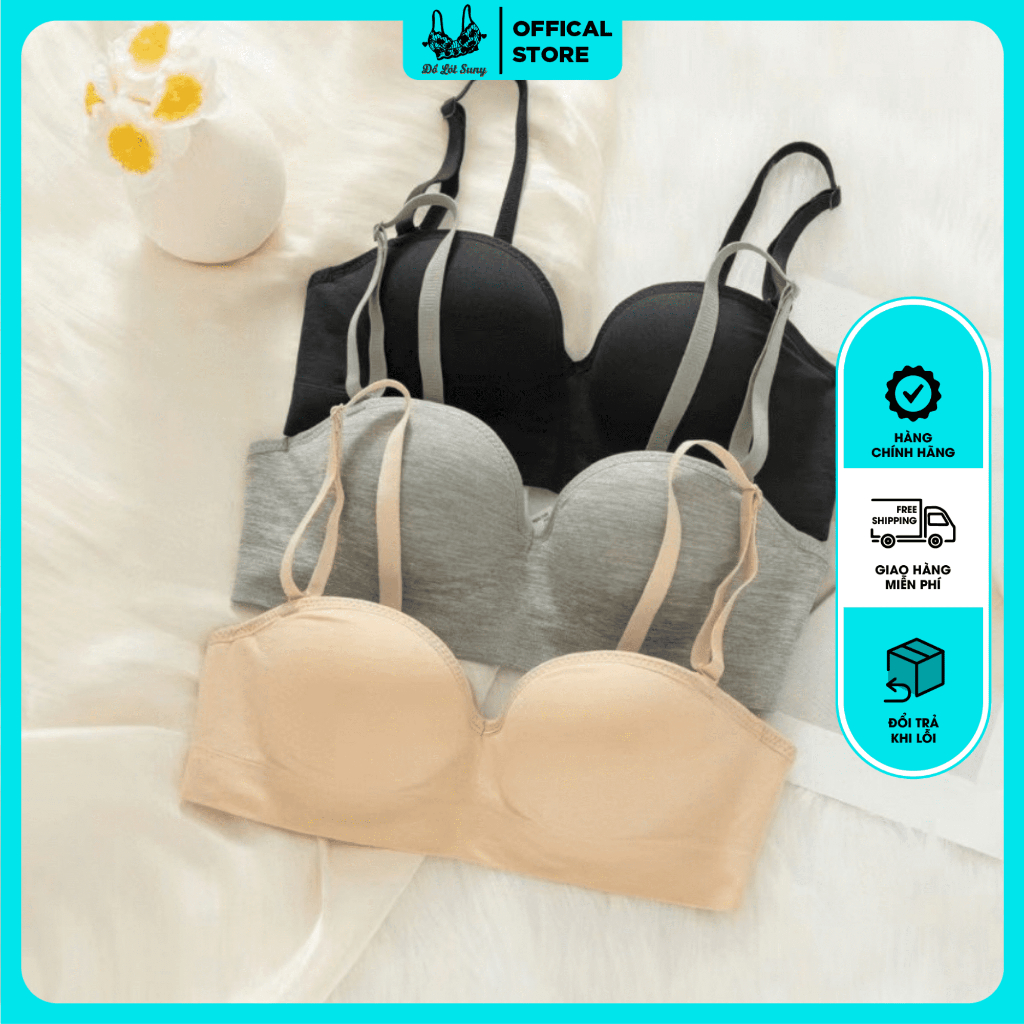 Áo lót có gọng 1001, áo lót cotton quả ngang đệm mỏng nâng ngực cao cấp