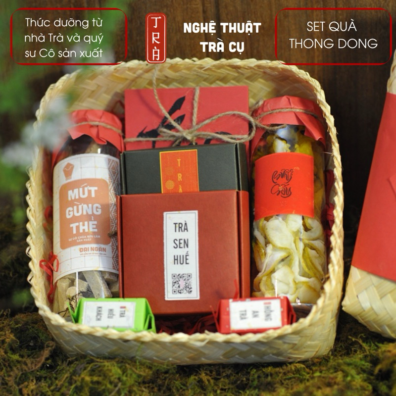 Set quà THONG DONG gói hộp tre mộc mạc phù hợp quà biếu tặng thay đổi theo từng dịp lễ