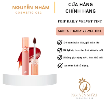 Son Kem Lì Thuần Chay, Mịn Mượt Lâu Trôi Hàn Quốc Foif Daily Velvet Tint 3g