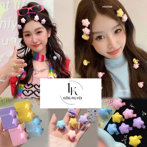 Set 2 Kẹp Tóc Màu Y2K Hình Ngôi Sao Dễ Thương Cho Nữ K06