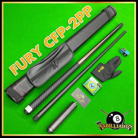 Cơ Bida Lỗ Pool FURY CFP Cao Cấp Ngọn Carbon Giảm Bạt Tốt Nhất Thị Trường, Tẩy Kamui, Ren Radial, Hoạ Tiết Ghép Chỉa