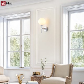 Đèn ngủ gắn tường Hiwa B740 ánh sáng mềm mại, Đèn trang trí phòng khách đơn giản chao trắng sữa
