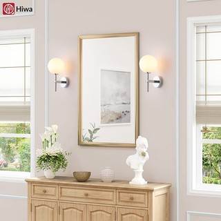Đèn ngủ gắn tường Hiwa B740 ánh sáng mềm mại, Đèn trang trí phòng khách đơn giản chao trắng sữa