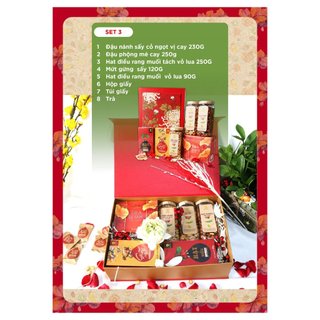 Hộp quà Tết thực phẩm Hải Long Set 3 cao cấp, bộ hạt dinh dưỡng và mứt sấy thượng hạng quý | HẢI LONG