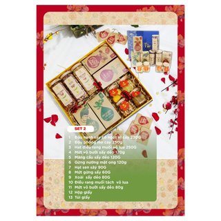 Hộp quà Tết thực phẩm Hải Long Set 2 sang trọng, bộ túi hạt và mứt sấy dẻo đãi khách quý Tết | HẢI LONG