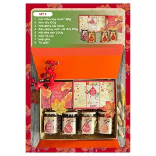 Hộp quà Tết thực phẩm Hải Long Set 5 hộp giấy mỹ thuật, món quà Xuân sang trọng đẳng cấp cao quý | HẢI LONG