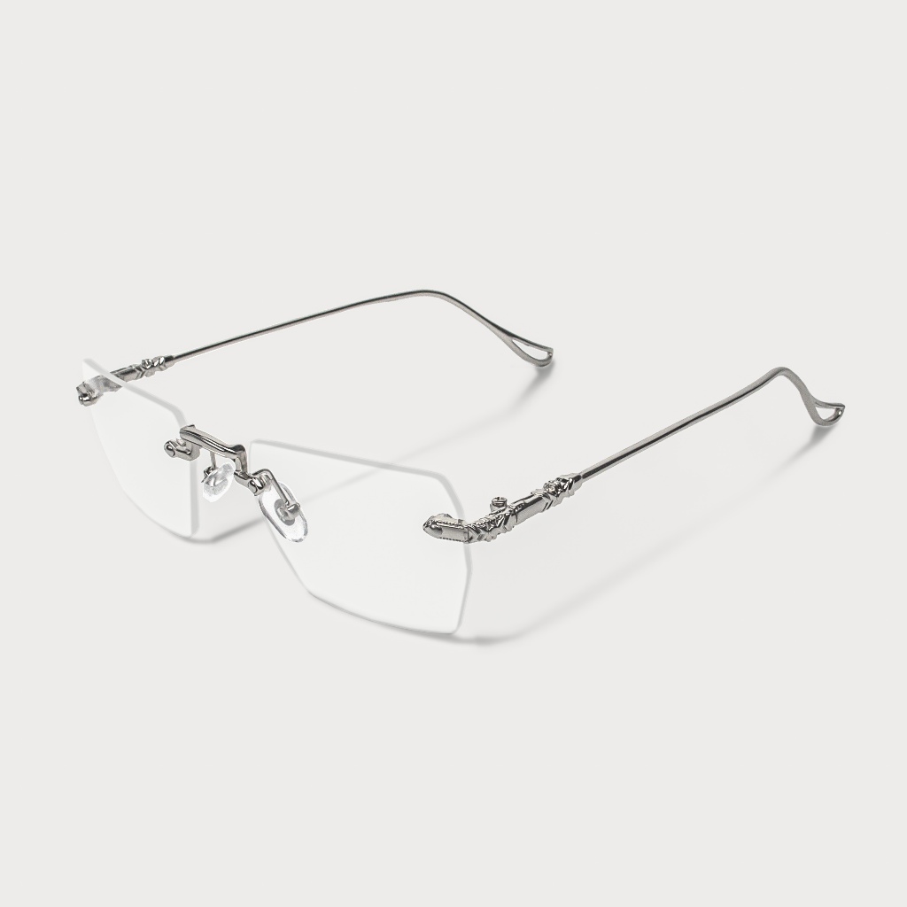 Kính thời trang không gọng Rim-less Lynax + Bao da + Khăn lau kính ...