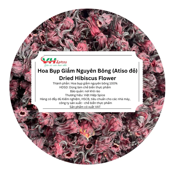 Hoa Atiso Đỏ Nguyên bông (Hoa Bụt Giấm, Hoa Bụp Giấm) Sấy Khô(Dried Hibiscus Flower) Việt Hiệp