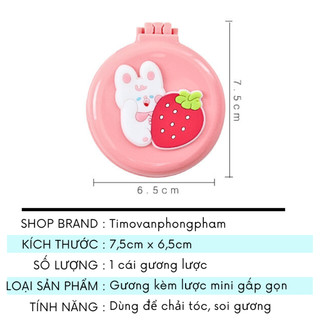 Gương Lược Mini 2 In 1 Chải Tóc Gỡ Rối Trang Điểm Cầm Tay Gấp Gọn Cute Timo GL05