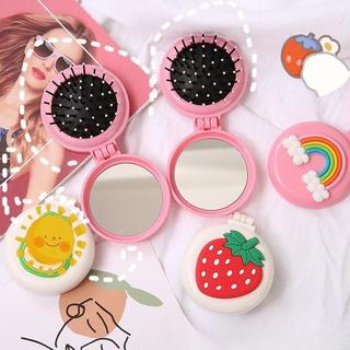 Gương Lược Mini 2 In 1 Chải Tóc Gỡ Rối Trang Điểm Cầm Tay Gấp Gọn Cute Timo GL05