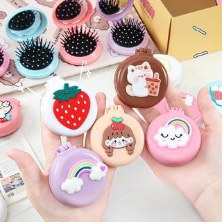 Gương Lược Mini 2 In 1 Chải Tóc Gỡ Rối Trang Điểm Cầm Tay Gấp Gọn Cute Timo GL05